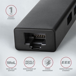 AXAGON HMA-GL3A, USB 3.2 Gen 1 hub, porty 3x USB-A + Gigabit Ethernet