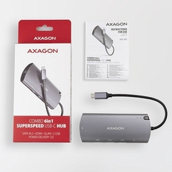 AXAGON HMC-6M2, USB 3.2 Gen 1 hub, porty 2x USB-A, HDMI, M.2