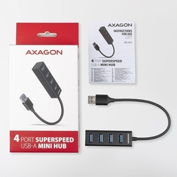 AXAGON HUE-M1A, 4x USB 3.2 Gen 1 MINI hub, kovový