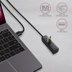 AXAGON HUE-M1AL, 4x USB 3.2 Gen 1 MINI hub, 1.2m kabel