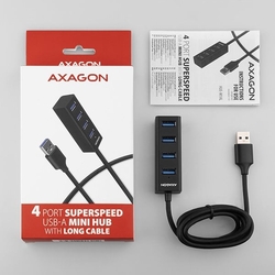 AXAGON HUE-M1AL, 4x USB 3.2 Gen 1 MINI hub, 1.2m kabel