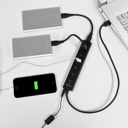 AXAGON HUE-SA7BP 7x USB3.0 Alu Charging hub, černý