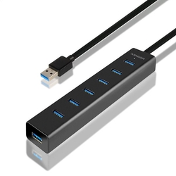 AXAGON HUE-SA7BP 7x USB3.0 Alu Charging hub, černý