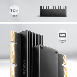 AXAGON PCEM2-XS, PCIe x16 - M.2 NVMe M-key slot adaptér, kryt s chladičem pro pasivní chlazení