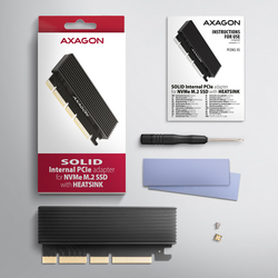 AXAGON PCEM2-XS, PCIe x16 - M.2 NVMe M-key slot adaptér, kryt s chladičem pro pasivní chlazení