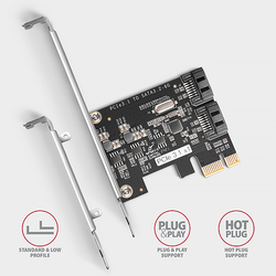 AXAGON PCES-SJ2, PCIe řadič - 2x interní SATA 6G port, JMB582, SP & LP