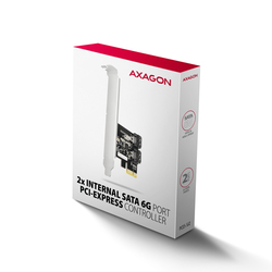 AXAGON PCES-SJ2, PCIe řadič - 2x interní SATA 6G port, JMB582, SP & LP