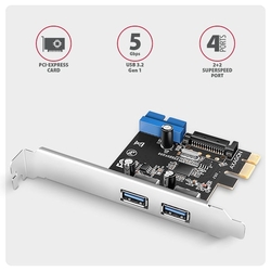 AXAGON PCEU-232RS, PCIe řadič, 2+2x USB 5Gbps port, SATA napájení, SP & LP