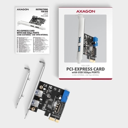 AXAGON PCEU-232RS, PCIe řadič, 2+2x USB 5Gbps port, SATA napájení, SP & LP