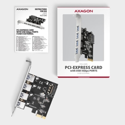 AXAGON PCEU-430RS, PCIe řadič, 4x USB 5Gbps port, SATA napájení, Renesas PD720201, SP