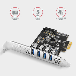 AXAGON PCEU-43RS, PCIe řadič, 4x USB 3.2 Gen 1 port, 5 Gbps