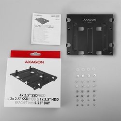 AXAGON RHD-435, kovový rámeček pro 4x 2.5" nebo 2x 2.5" HDD/SSD a 1x 3.5" HDD do 5.25" pozice