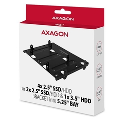 AXAGON RHD-435, kovový rámeček pro 4x 2.5" nebo 2x 2.5" HDD/SSD a 1x 3.5" HDD do 5.25" pozice