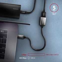 AXAGON RUCM-AFAC kabelová redukce USB-C male <-> USB-A female, 20cm