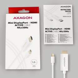 AXAGON RVDM-HI14C2W, miniDisplayPort > HDMI 1.4 redukce / kabel 1,8m