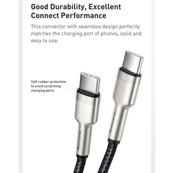 Baseus Cafule Series nabíjecí/datový kabel USB-C samec na USB-C samec s kovovými koncovkami 100W 1m, černá