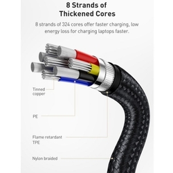 Baseus Cafule Series nabíjecí/datový kabel USB-C samec na USB-C samec s kovovými koncovkami 100W 2m, černá