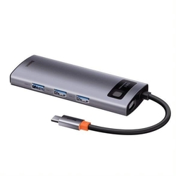 Baseus Metal Gleam Series 5v1 HUB USB-C (USB-C PD 100W, 3* USB 3.0, HDMI) šedá