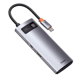 Baseus Metal Gleam Series 5v1 HUB USB-C (USB-C PD 100W, 3* USB 3.0, HDMI) šedá