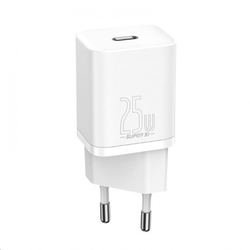 Baseus Super Si rychlonabíječka 1C 25W EU + kabel USB-C/USB-C 3A 1m bílá