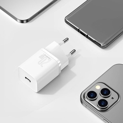 Baseus Super SI set adaptéru USB-C 20W a kabelu USB-C do Lightning 1m, bílá