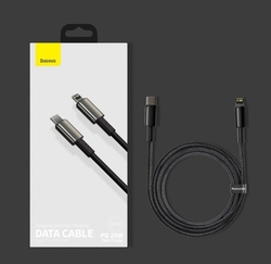 Baseus Tungsten Gold rychlonabíjecí / datový kabel USB-C na Lightning PD 20W 1m, černá