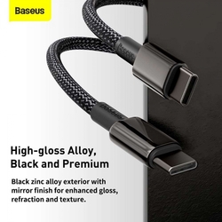 Baseus Tungsten Gold rychlonabíjecí / datový kabel USB-C na USB-C 100W 1m, černá