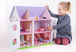 Bigjigs Toys Růžový domek pro panenky