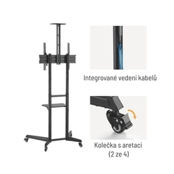 Brateck Pojízdný stojan T1040T pro TV 37"-70" 50kg 2 police