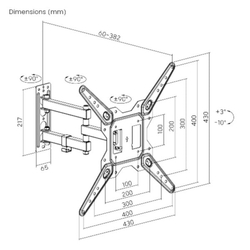 Brateck Výsuvný držák LPA68-443 pro TV 23"-55" 30kg polohovatelný nástěnný