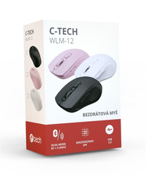 C-TECH WLM-12 Dual mode, bezdrátová, BT + 2,4GHz, černá