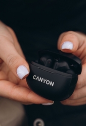 CANYON TWS8B Bluetooth bezdrátová sluchátka s mikrofonem, černá