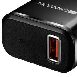 CANYON Univerzální 1xUSB nabíječka do sítě s ochranou proti přepětí, Micro USB Input 100V-240V, černá (CNE-CHA041BS)