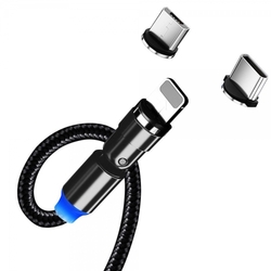 ColorWay kabel 3v1 USB - Lightning, microUSB a USB-C 1m, magnetický rotační