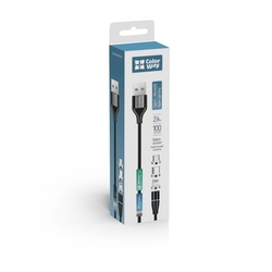 ColorWay kabel 3v1 USB - Lightning, microUSB a USB-C 1m, QC, magnetický