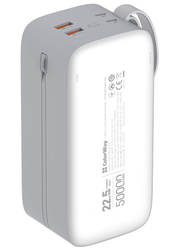 ColorWay powerbanka 50 000mAh, 1x USB QC3.0/ USB-C/ Lightning/ 22,5W/ Bílá