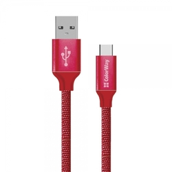 ColorWay USB-C kabel 2m 2.4A, červená