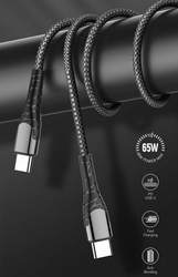 ColorWay USB-C na USB-C kabel 1m (PD 65W), šedý