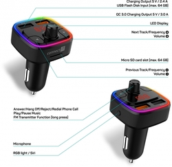 Connect IT CarRGB Bluetooth transmitter, 2xUSB+MicroSD, černý