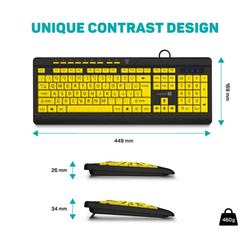 CONNECT IT FOR HEALTH CONTRAST klávesnice s velkým fontem, CZ + SK verze, ŽLUTÁ/ČERNÁ