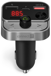 CONNECT IT InCarz Bezdrátový FM transmitter, 2x USB-A + 1x USB-C, ANTRACITOVÝ