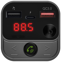 CONNECT IT InCarz Bezdrátový FM transmitter, 2x USB-A + 1x USB-C, ANTRACITOVÝ