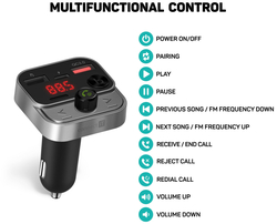 CONNECT IT InCarz Bezdrátový FM transmitter, 2x USB-A + 1x USB-C, ANTRACITOVÝ