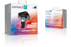 CONNECT IT InCarz Bezdrátový FM transmitter, 2x USB-A + 1x USB-C, ANTRACITOVÝ