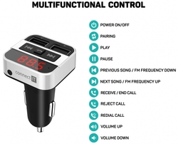 Connect IT InCarz Bluetooth transmitter, stříbrný