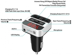 Connect IT InCarz Bluetooth transmitter, stříbrný