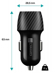 Connect IT InCarz PD + QC 3.0 nabíječka do auta, 1x USB-A + 1x USB-C