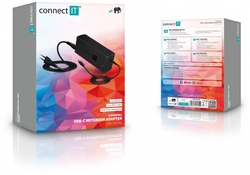 Connect IT MacPower univerzální notebookový adaptér USB-C, PD 65 W