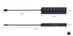 CONNECT IT Mighty Switch 2 USB-A hub, (4xUSB-A 3.0, 3xUSB-A 2.0), externí