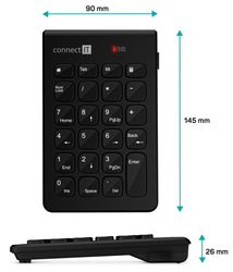 CONNECT IT NumCALC bezdrátová numerická klávesnice, černá